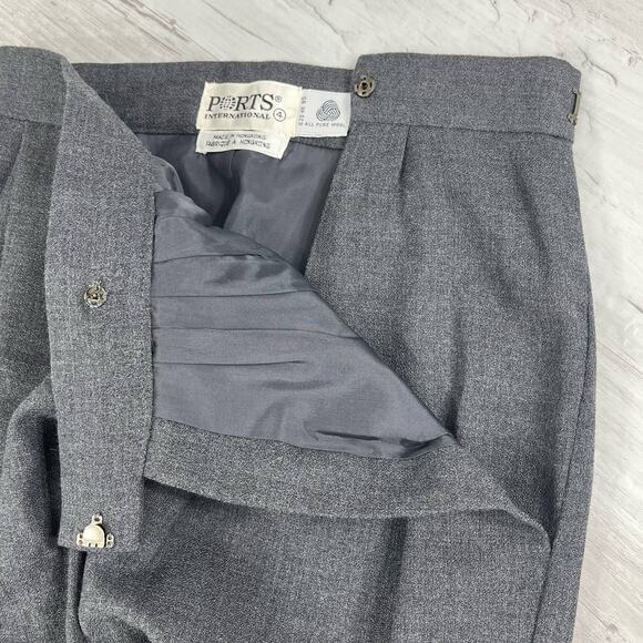 Vintage 90s Ports International Gray Lined Pure Wool Straight Pencil Skirt 4 - Picture 7 of 13